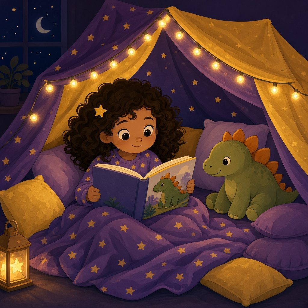 Bedtime stories in the blanket fort
